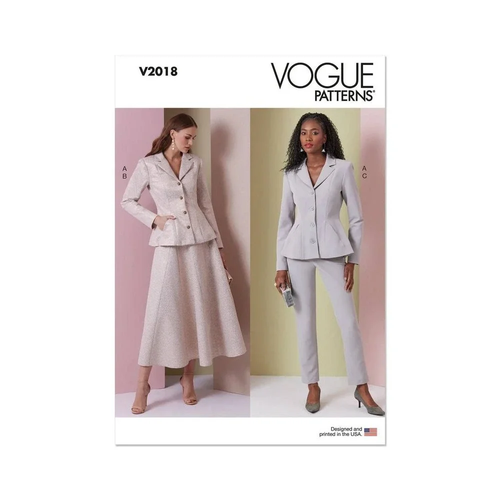 Vogue V2018 Sewing Pattern‎ Misses Jacket Skirt Pants Size 12-20 Uncut